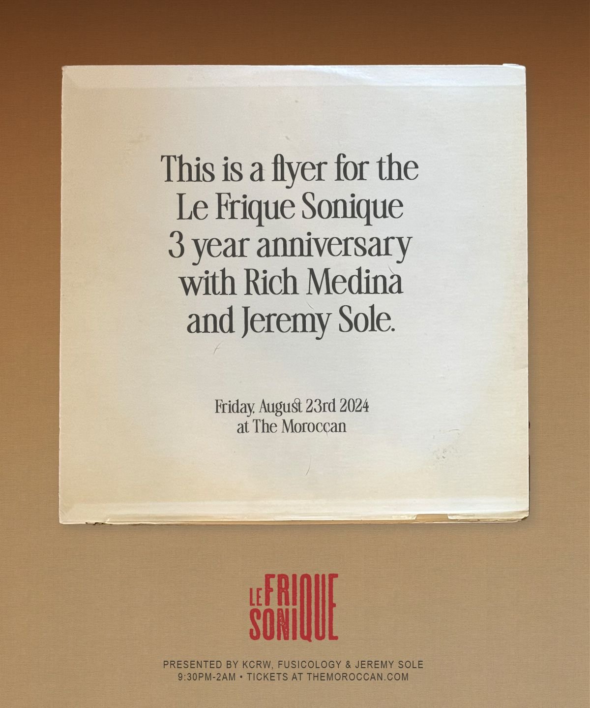 Le Frique Sonique 3 year anniversary