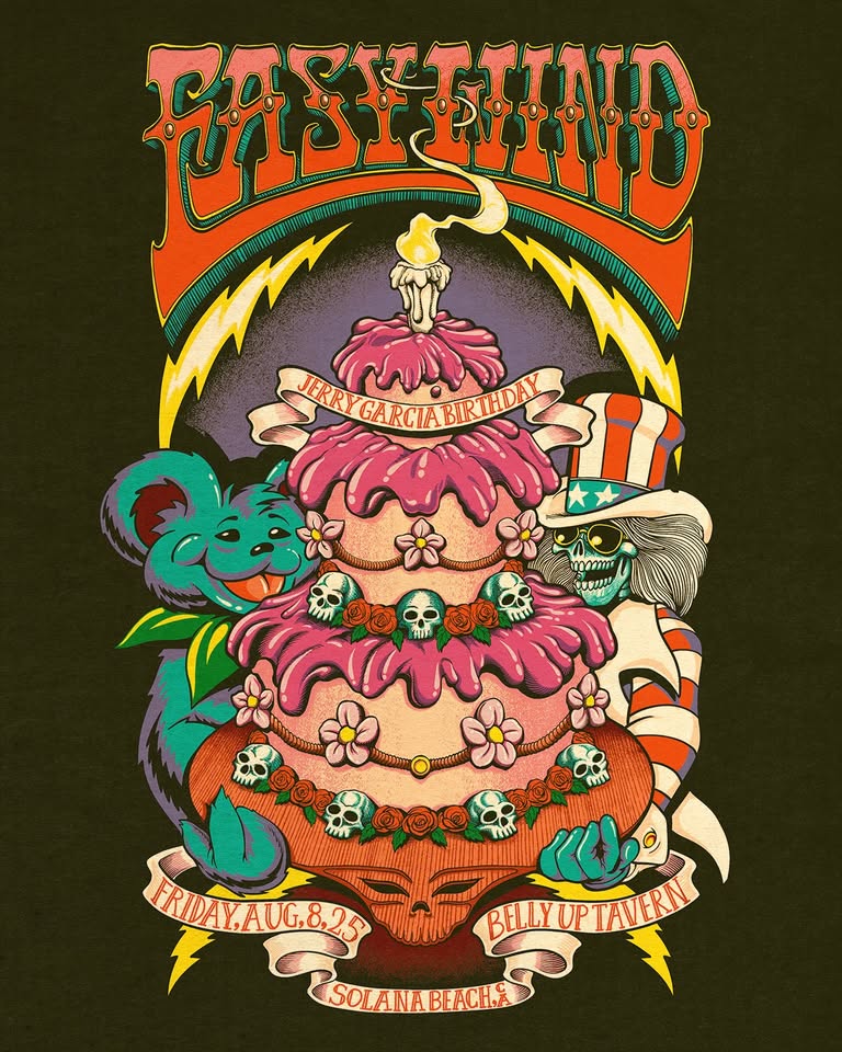 Easy Wind plays a Grateful Dead Tribute show to celebrate the life and legacy of Jerry Garcia at Belly Up on August 8th, 2025