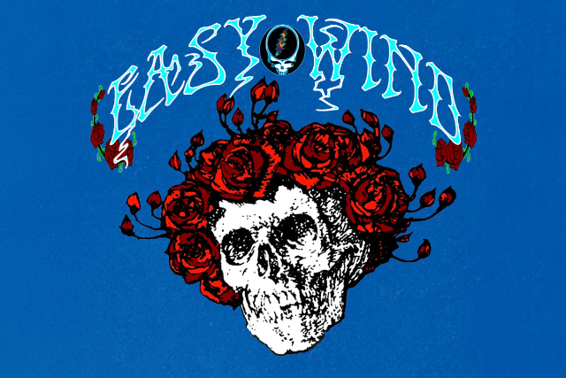 Skull and Rose logo for the band Easy Wind, a Grateful Dead tribute band in Southern California