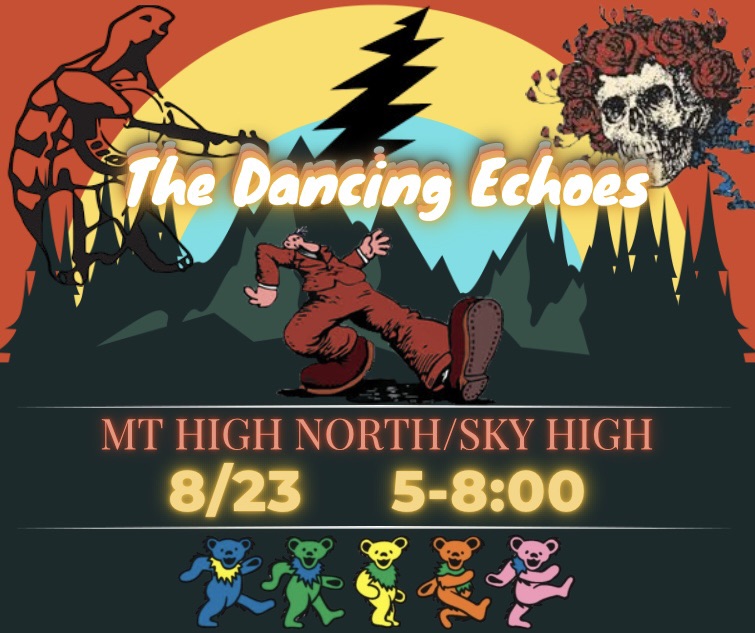 Dancing Echoes play Grateful Dead tunes at Sky High Disc Golf on 8/23/25 from 5 to 8pm