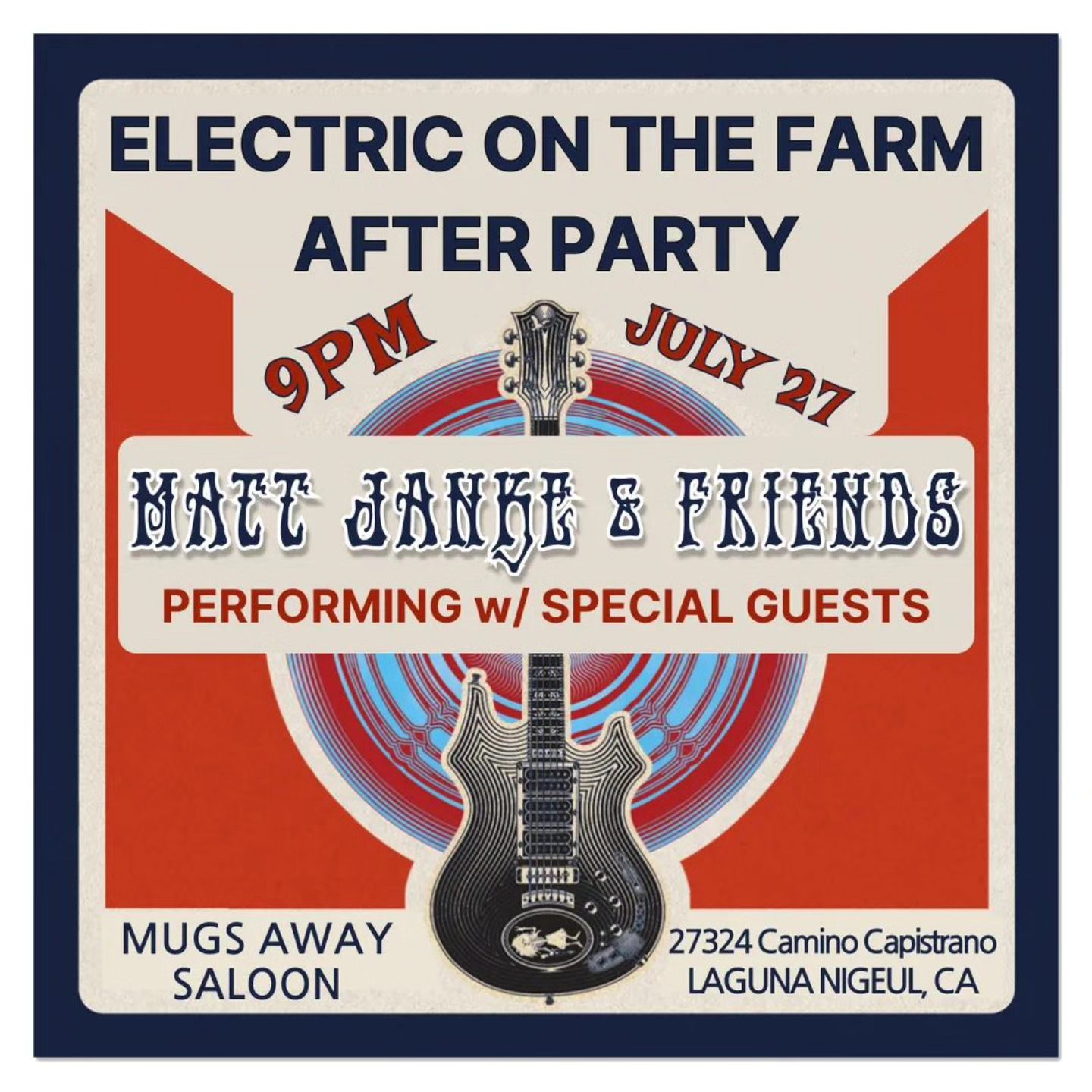 Electric on the Farm Afters at Mugs Away Sunday Night July 27th