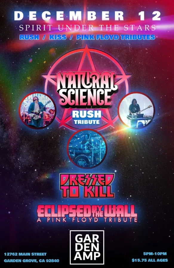 spirit-under-the-stars-garden-amp-tribute-floyd-rush-kiss Natural Science, Dressed to Kill, Eclipsed by The Wall tribute show at Garden Amp